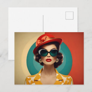 Postal Mujer retro vintage