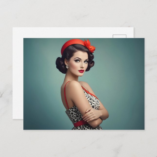 Postal Mujer retro vintage (Anverso / Reverso)
