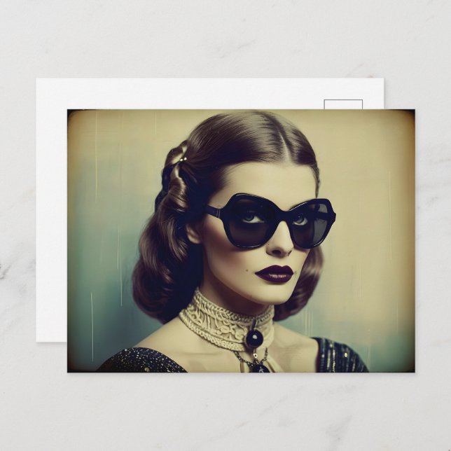 Postal Mujer retro vintage (Anverso / Reverso)