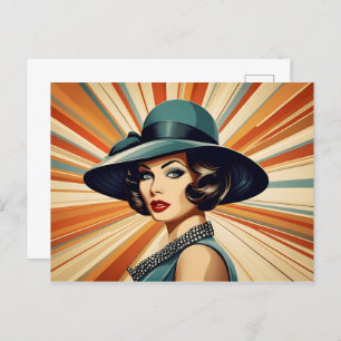 Postal Mujer retro vintage