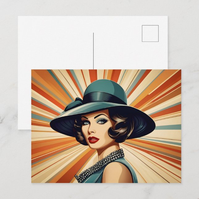 Postal Mujer retro vintage (Anverso / Reverso)