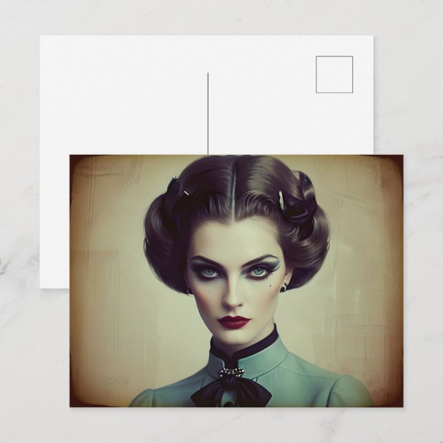 Postal Mujer retro vintage (Anverso / Reverso)