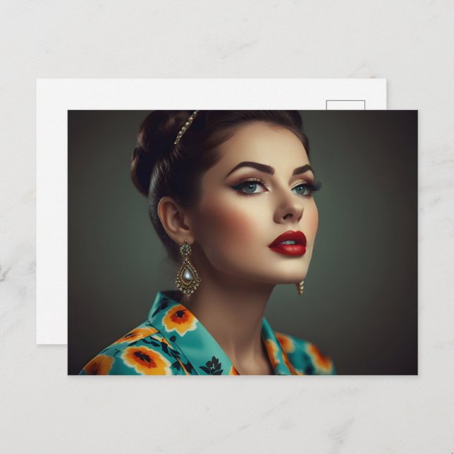 Postal Mujer retro vintage (Anverso / Reverso)