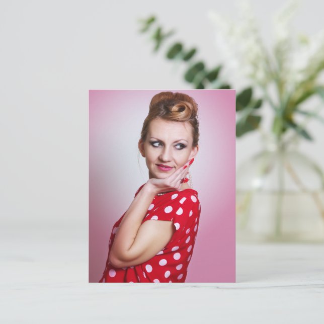 Postal Mujer retro vintage (Anverso de pie)