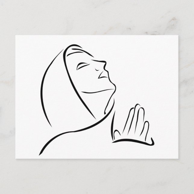 Postal Mujer rezando mirando al cielo (Anverso)