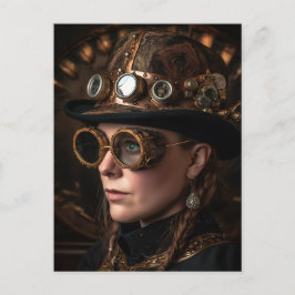 Postal Mujer Rubia Moda Steampunk