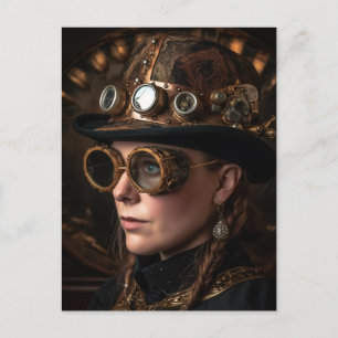Postal Mujer Rubia Moda Steampunk