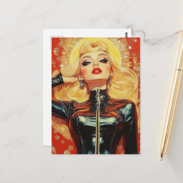 Postal Mujer Rubia Retro Preciosa (Anverso/Reverso In Situ)
