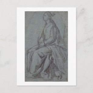 Postal Mujer sentada, c.1514 (tiza blanca y negra sobre a