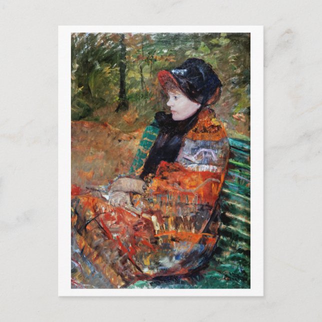 Postal Mujer sentada en el banco, Mary Cassatt (Anverso)