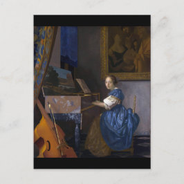 Postal Mujer sentada en virgen por Vermeer