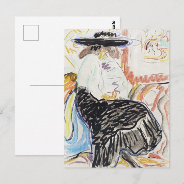 Postal Mujer Sentada Kirchner Boceto Artístico Expresioni (Anverso / Reverso)