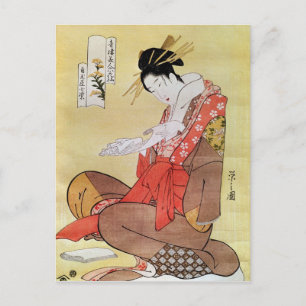 Postal Mujer sentada leyendo