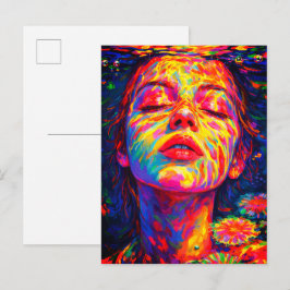 Postal Mujer Serena Bajo el Agua Colores de Arcoíris Impa