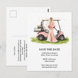 Postal Mujer soltera de golf jugando golf