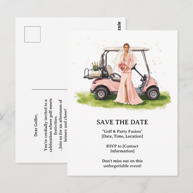 Postal Mujer soltera de golf jugando golf (Anverso / Reverso)