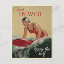 Mujer Surfista Vintage de Hawái Viaje