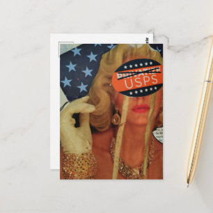 Postal Mujer surreal llora lágrimas de oro Collage