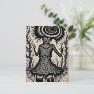 Postal Mujer Surrealista Blanco y Negro