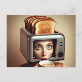 Postal Mujer Surrealista Desayuno