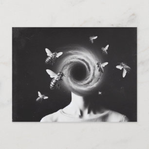 Postal Mujer surrealista y abejas