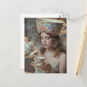Postal Mujer Té Surrealista