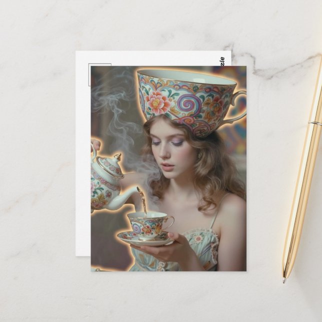 Postal Mujer Té Surrealista (Anverso/Reverso In Situ)