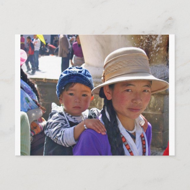Postal Mujer tibetana con niño (Anverso)