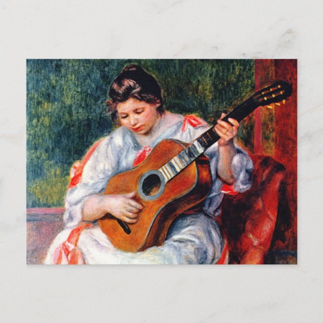 Postal Mujer tocando la guitarra, de Pierre Renoir (Anverso)