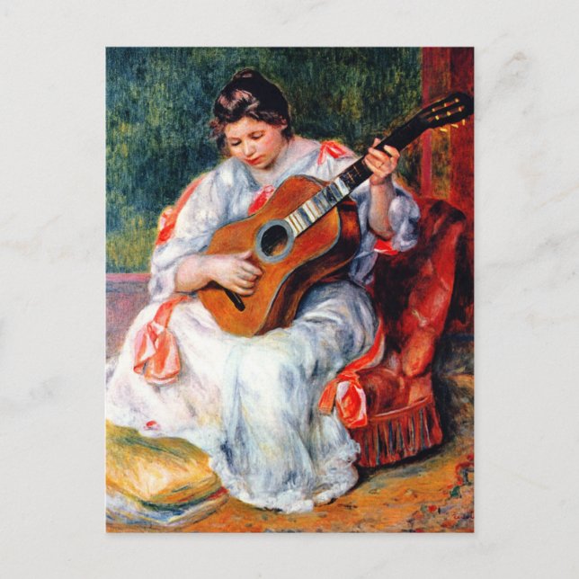 Postal Mujer tocando la guitarra, de Pierre Renoir (Anverso)