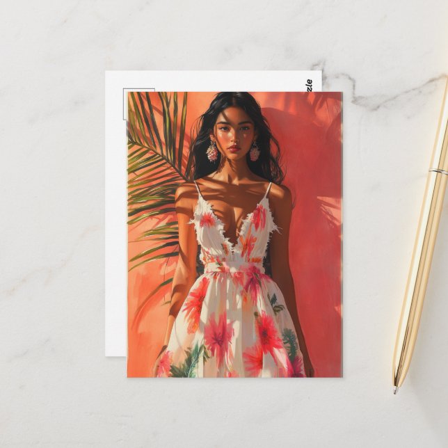 Postal Mujer tropical (Anverso/Reverso In Situ)