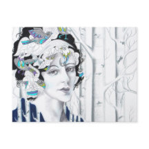 Mujer ventilado Birch Trees Aves Postcard