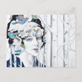 Postal Mujer ventilado Birch Trees Aves Postcard