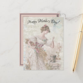 Postal Mujer ventilado con problemas reuniendo grano de f