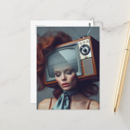 Postal Mujer ventilado con TV en la cabeza