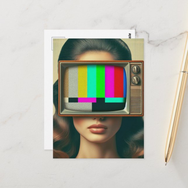 Postal Mujer ventilado con TV en la cara (Anverso/Reverso In Situ)