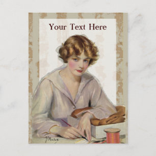 Postal Mujer ventilado con una carta