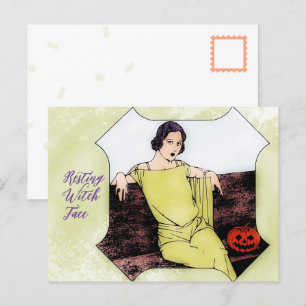 Postal Mujer ventilado de moda de la cara de la mujer de 