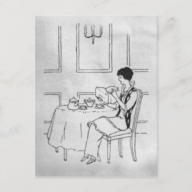 Postal Mujer ventilado en el té (Anverso)