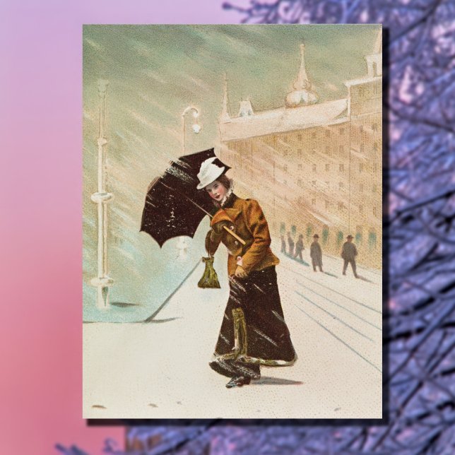 Postal Mujer ventilado en la tormenta de nieve (Subido por el creador)