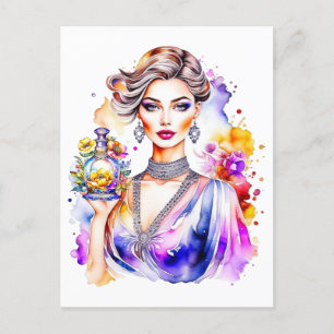 Postal Mujer ventilado y frasco de Perfume