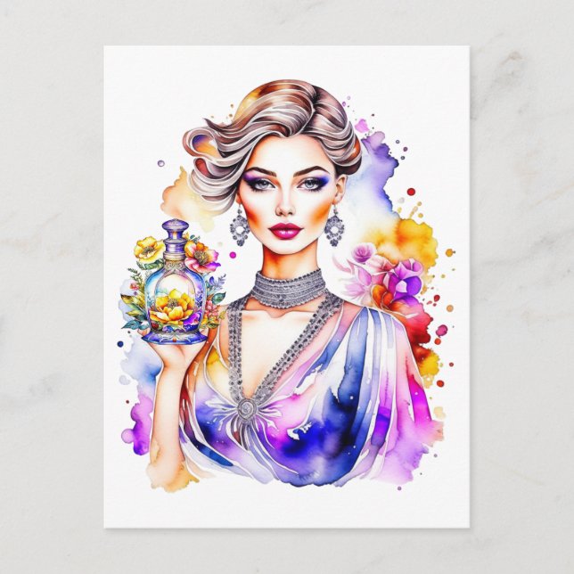 Postal Mujer ventilado y frasco de Perfume (Anverso)