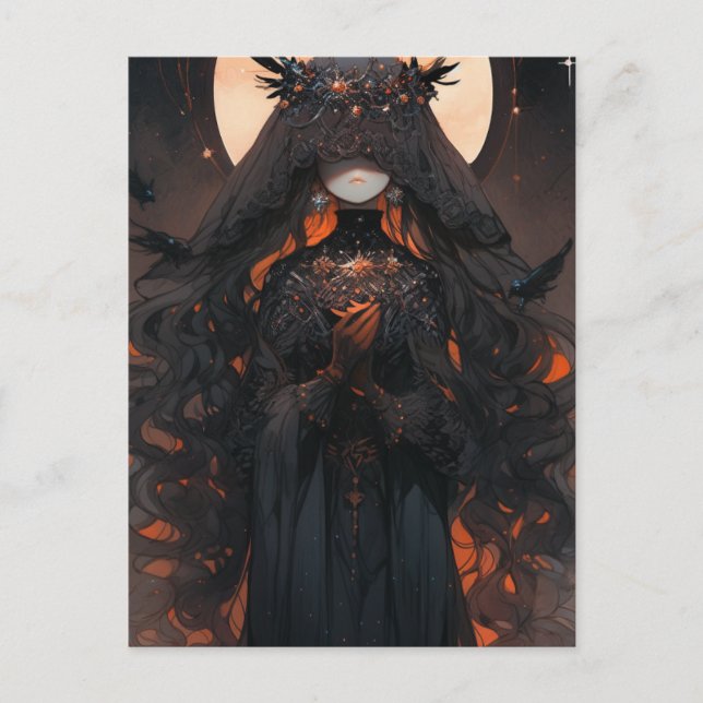 Postal Mujer vestida de negro (Anverso)