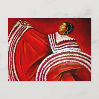 Postal Mujer vestida de rojo