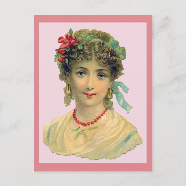 Postal Mujer victoriana de ojos azules (Anverso)