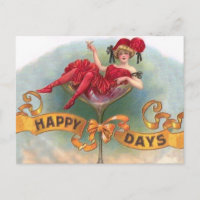 Mujer victoriana Red Champagne feliz