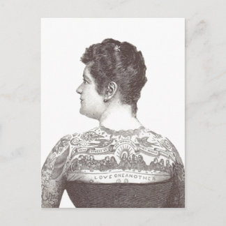 Postal Mujer victoriana tatuada: 'Amarse el uno al otro'