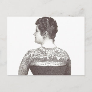 Postal Mujer victoriana tatuada: 'Amarse el uno al otro'