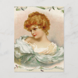 Postal Mujer victoriana vintage