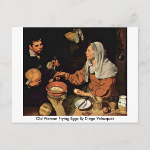 Postal Mujer Vieja Friendo Huevos Por Diego Velazquez